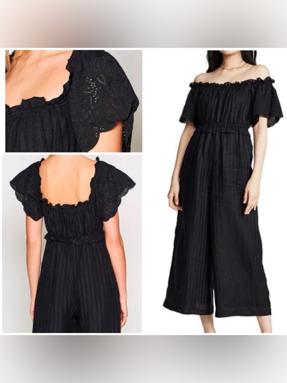 JOIE Alverna Linen Cropped Jumpsuit Size Medium